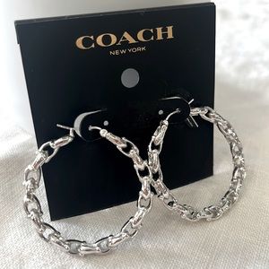 NWT Coach C-Link Silver Hoops